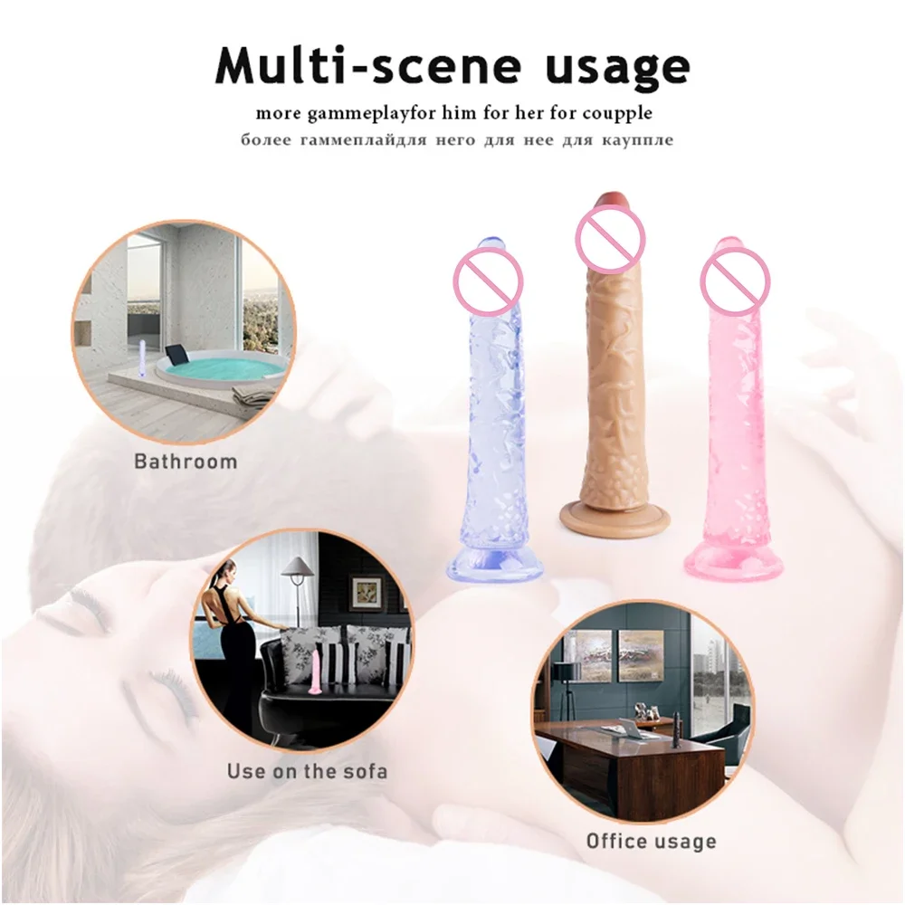 Strap on Big Dildos Realistic Jelly Dildo Silicone Male Artificial Penis Strong Suction Cup Bullet Vibrator Sex Toys for Women