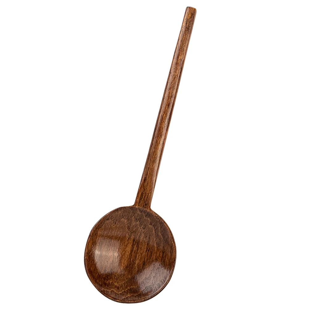

Portable Tortoise Shell Soup Spoon Wooden Kitchen Tool Long Handle Reusable Tableware Eco Friendly Healthy Eating Simple Salad