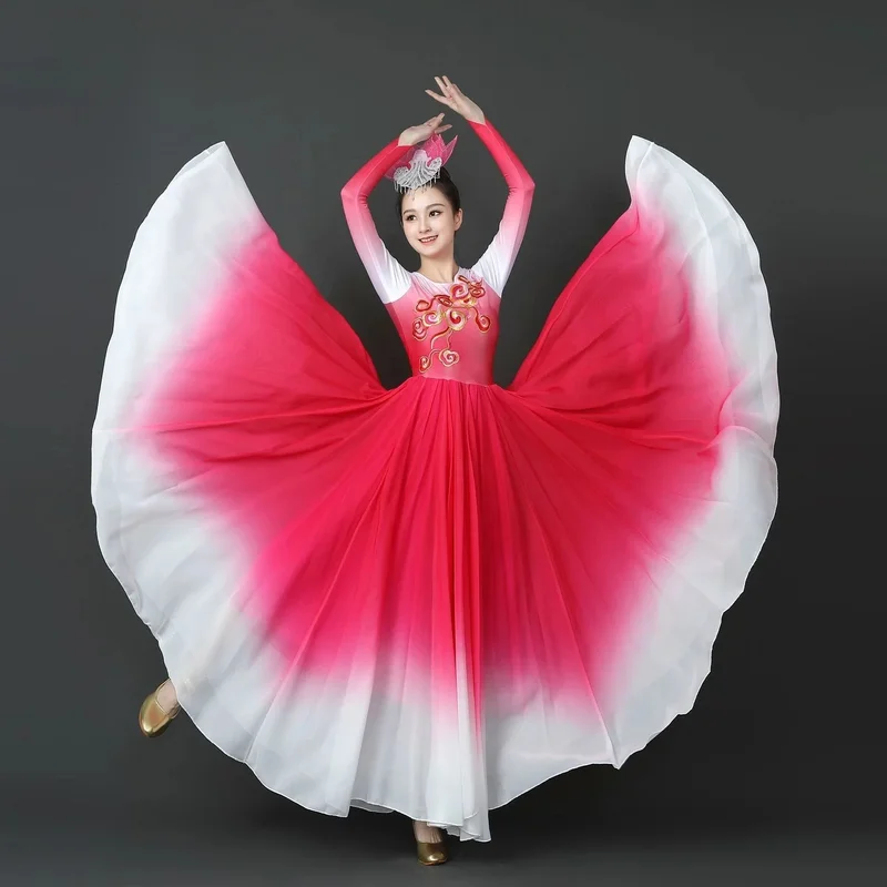 

Performance Flamenco Dance Dress Sports Meeting Opening Dance Costume Large Swing Skirt Gradient Color Stage Dance Accompaniment