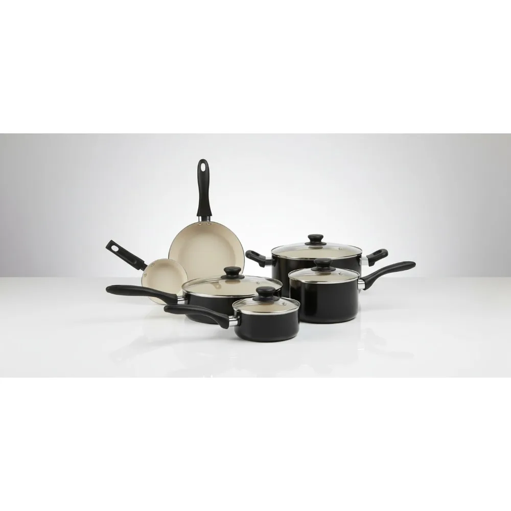 

11-Piece Ceramic Non-Stick Cookware Set, Dishwasher Safe, Easy Clean for Home Chefs & Families