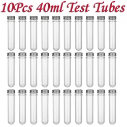 Tubes à essai en plastique transparent avec bouchons à vis, stockage de bonbons, beaucoup, 40ml, 10 pièces