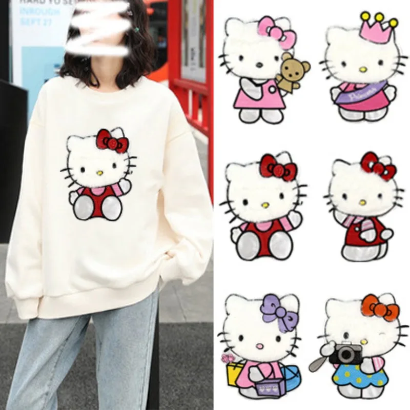 

Sanrio Hello Kitty Large Cloth Embroidery Cloth Patch Clothes Patch Clothing Accessories Decorative Seam Patches Paper Wholesale