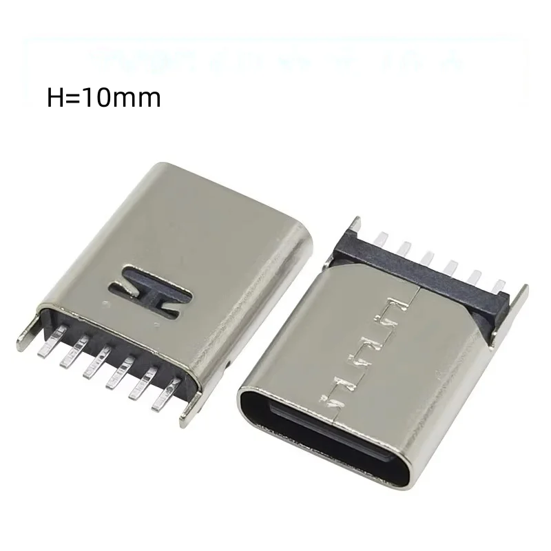 20pcs TYPE C 6 Pin Female Socket Connector DIP Vertical 180° Charging Port Plug Socket USB 6P TYPE-C H=6.8/6.9/8.8/9.3/10/10.5mm