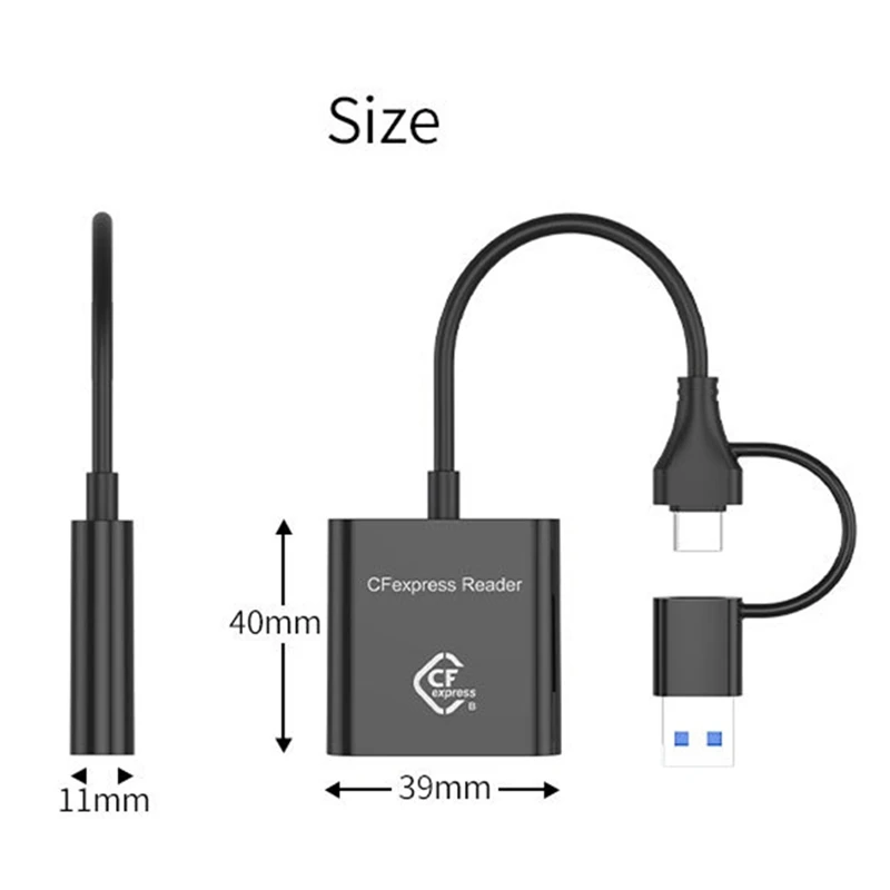10Gbps CFexpress Type B Card Reader Writer USB3.2 Gen2 USB-C CFe Card Reader for Android Win XP/Vista/7/8/8.1/10/11 OS-A82Z
