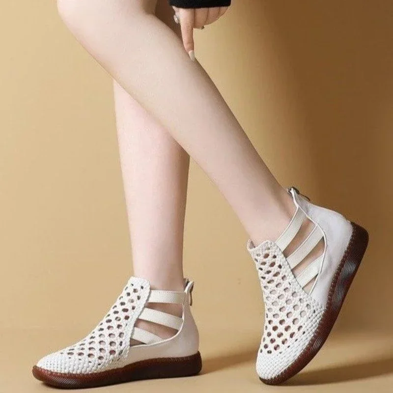 Round Toe Thick Sole Sandals Women Summer 2024  Hollow Out Sandals for Women Orthopedic Sandals Comfort Woman