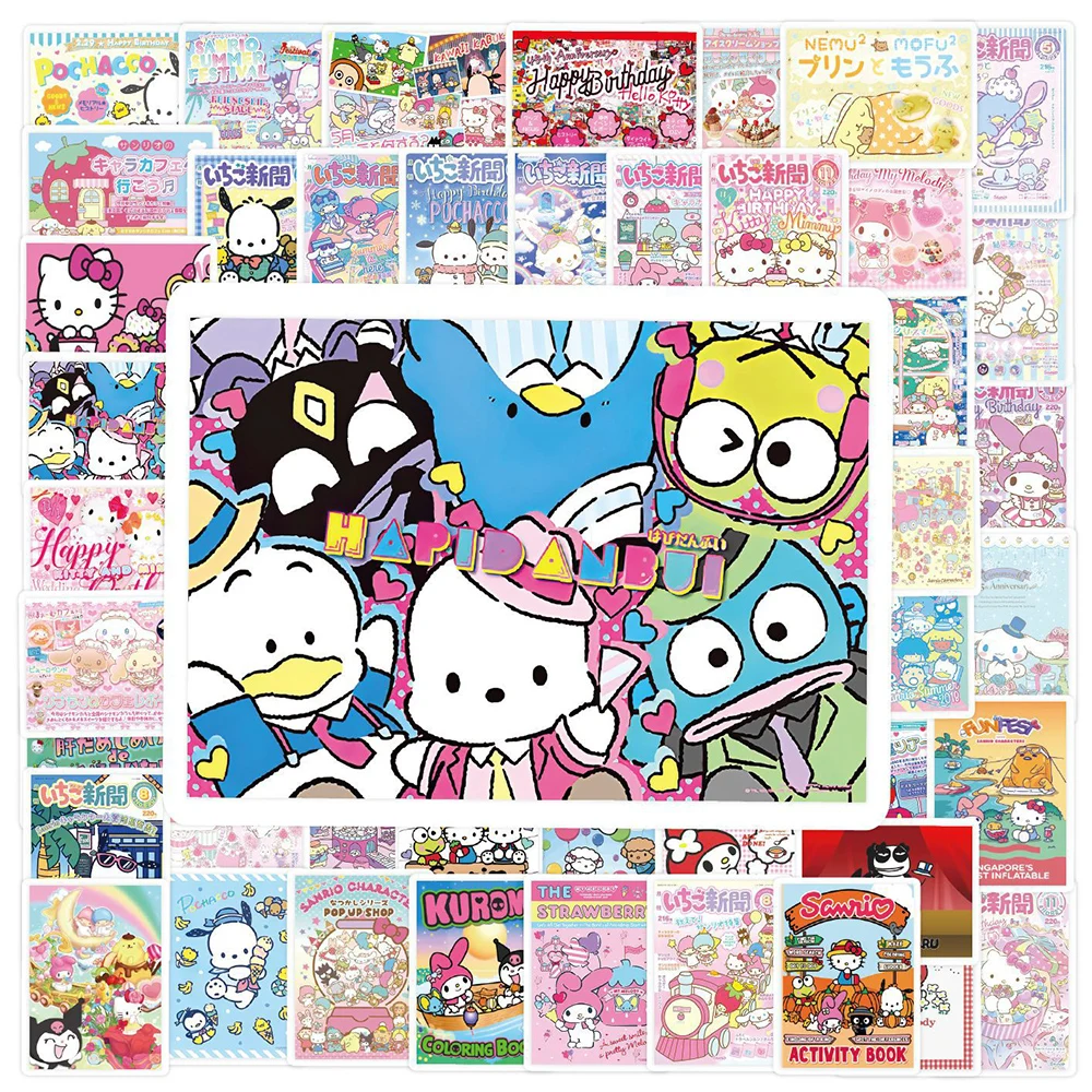 10/30/60pcs Cute Sanrio Anime Poster Stickers Cartoon Pochacco Kuromi Cinnamoroll Graffiti Sticker Phone Skateboard Laptop Decal