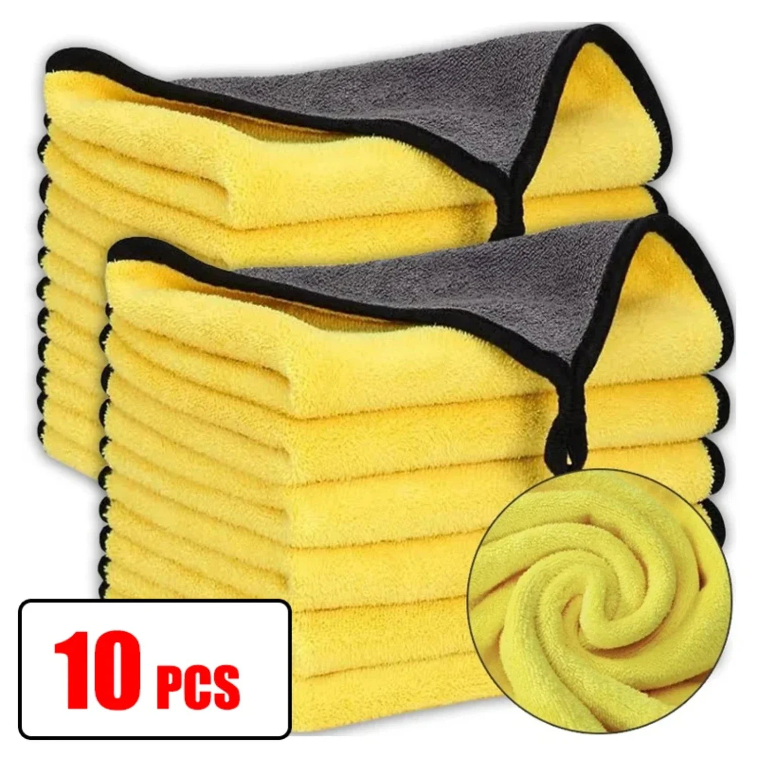 

High Quality Soft and Thicken Double Layer Microfiber Car Cleaning Towels - 5Pcs of Car Care Detailing Wash Rags for Drying - Av