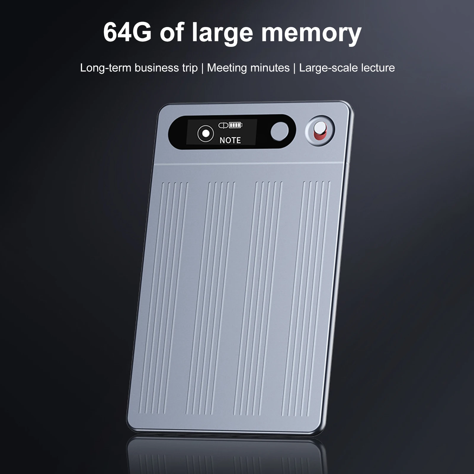 64G AI مسجل صوت الإملاء الصوتي يدعم 134 لغة ترجمة وتغميق مع ChatGPT لمكالمات اجتماعات المحاضرات
