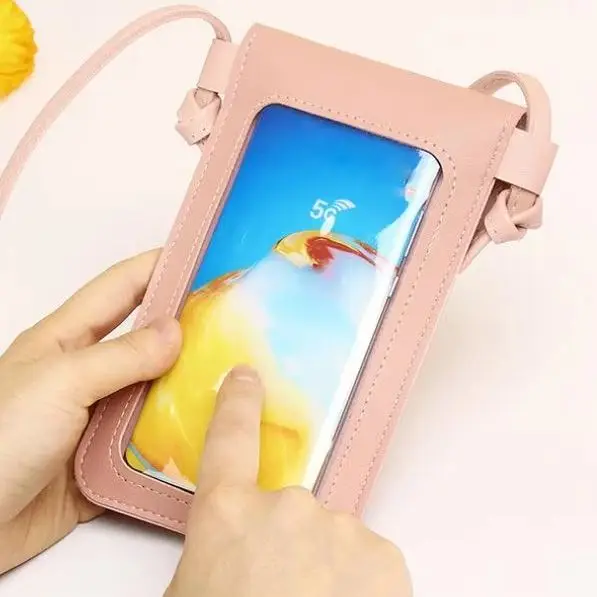 

Women Cell Phone Bag Shoulder Transparent Card Holders Girl Handbag Ladies PU Leather Clutch Wallets Purse Messenger Bags