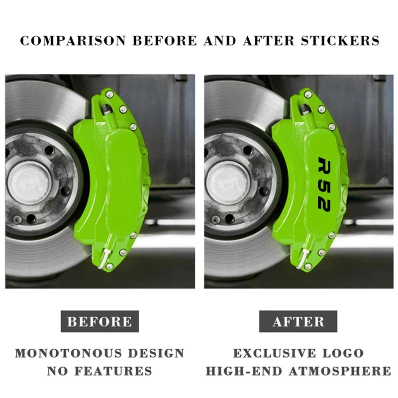 6pcs/set Car Tire Caliper Cover Decal Sticker Film for MINI R52 Logo Coopers R53 R54 R55 R56 R57 R59 F54 F55 F56 F57 Clubman