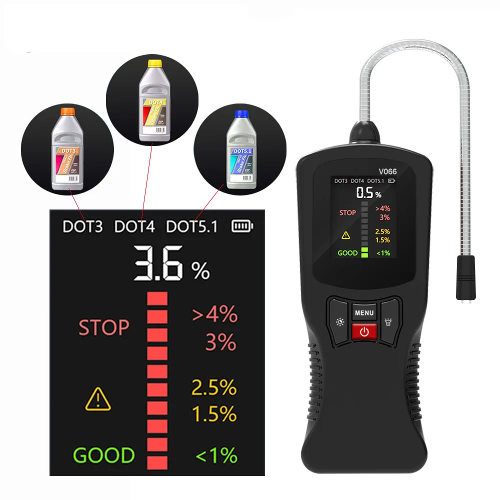 Picture 5: V066 Automotive Brake Fluid Tester High-precision Detector for DOT3/DOT4/DOT5.1 Car Brake Oil Test Tool Brake Oil Moisture Test