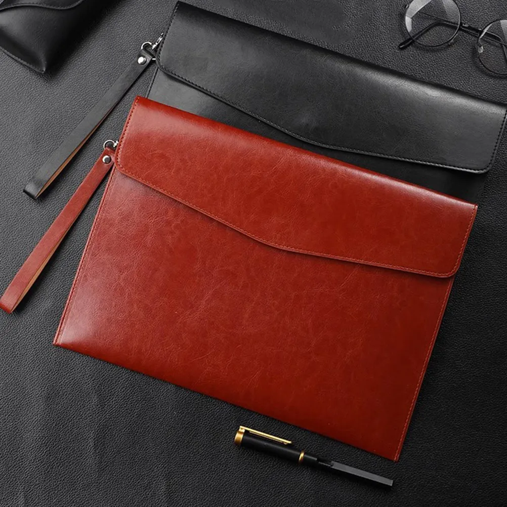 

A4 Document File Organizer Bag PU Folder Carrying Case for Office School Work Travel Professionals Students Daily Use