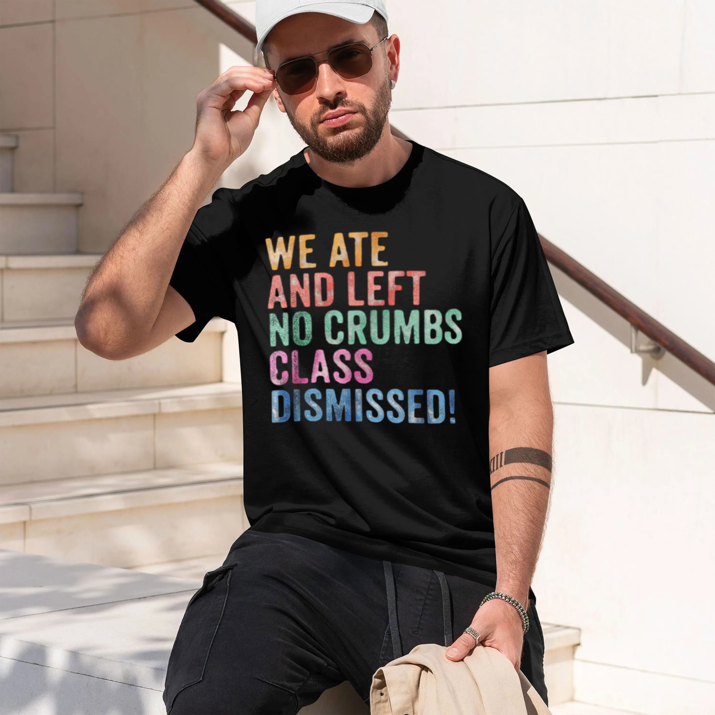 Unisex We Ate and Left No Crumbs Grant Distred Font Print Tshirt Teaer Summer Break Casual Short Sve Tees 2026 New Model Short-s
