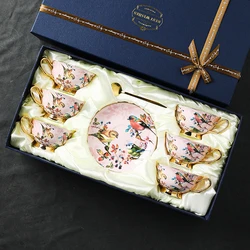 1SET European exquisite Coffee cup bone china set afternoon tea set birthday gift high-end practical Mug