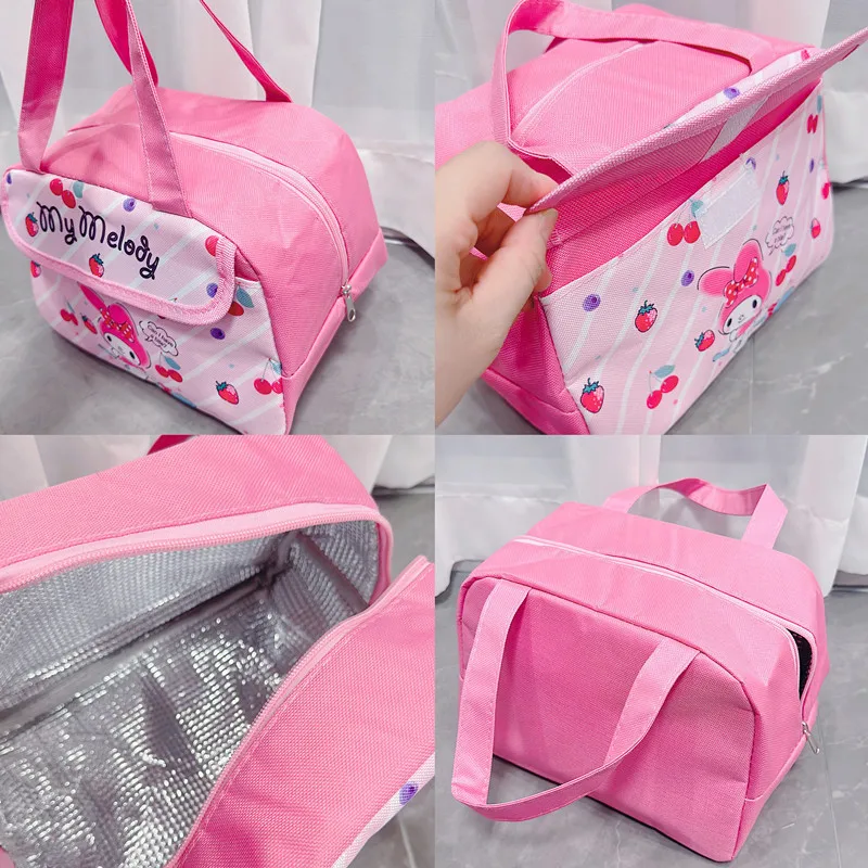 Sanrio Cinnamoroll Mymelody Kuromi Cartoon Oxford Cloth Lunch Bag a tenuta stagna Cooler Insulated Lunch Tote Bag Picnic Storage Bags