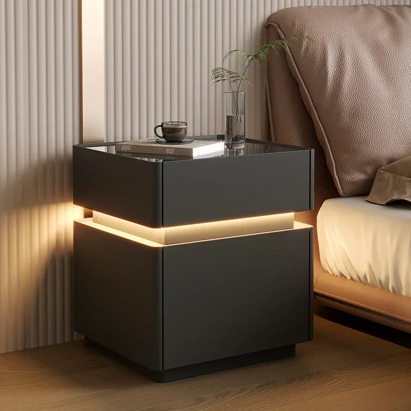 

Smart Luxury Nightstands Nordic Wood Creative Makeup Modern Bedside Table Designer Mobile Mesita De Noche Dormitorio Furniture