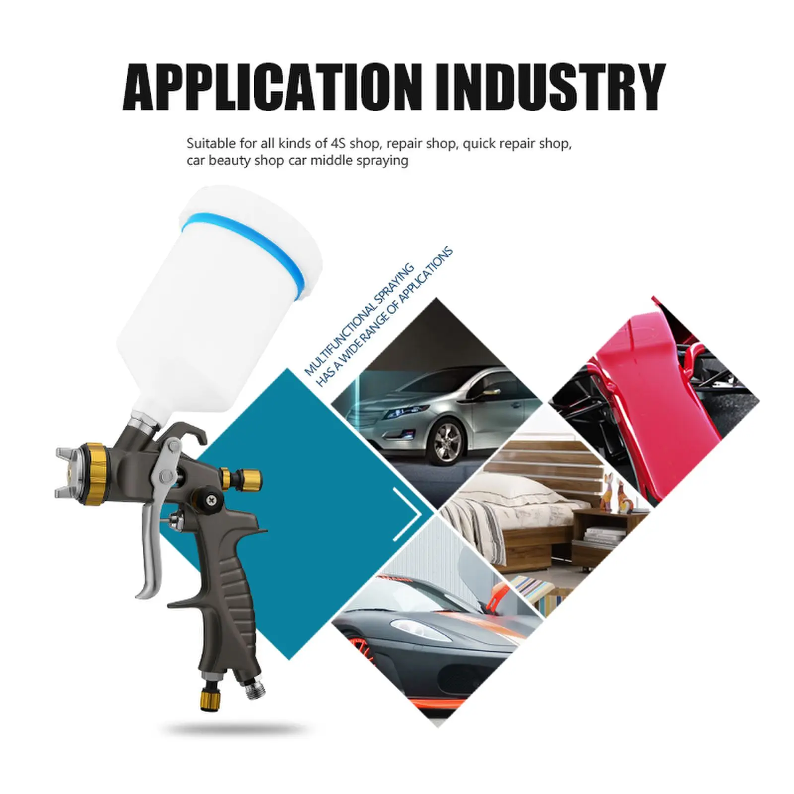 AIR GREEN 1.3mm Gravity Feed HVLP Spray Gun Professional Auto Automotive Refinishing Pneumatic Car Paint Sprayer
