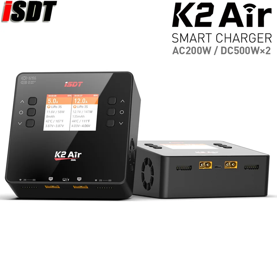 ISDT K2 Hava AC 200W DC 500Wx2 20A Çift Kanallı Denge Lipo Şarj