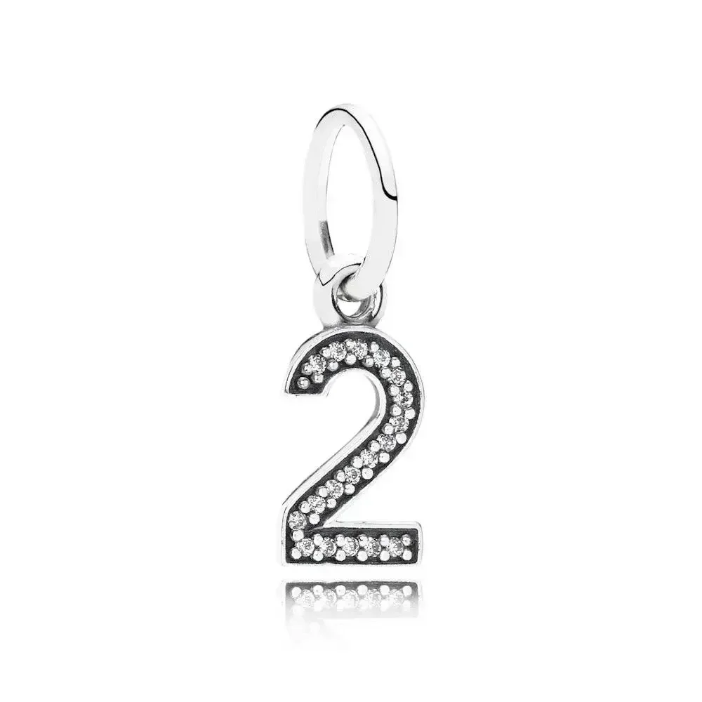 Nuovissimo S925 Sterling Silver zircone lucido da uno A nove serie digitale, ciondolo collana fai da te con una varietà di accessori