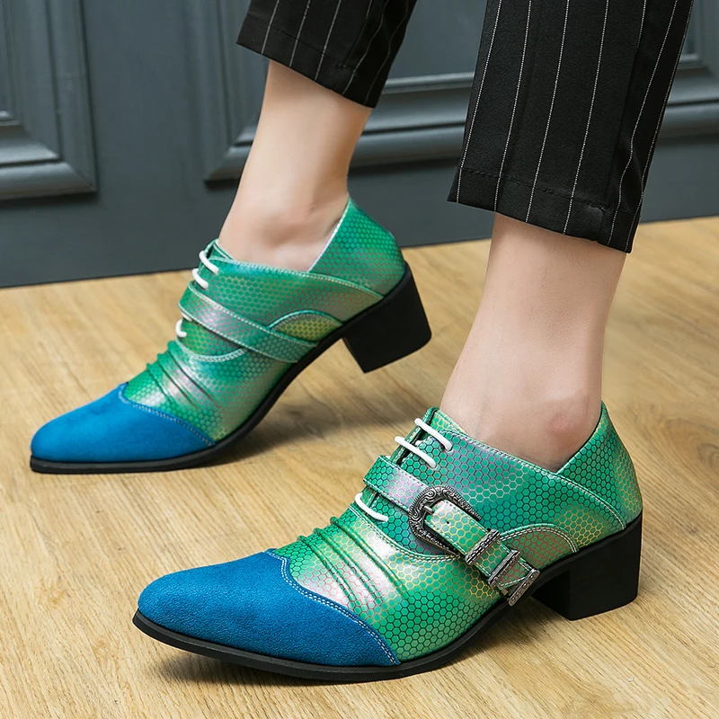 

Colorful Pointed High Heels with Buckle Straps Fashionable Wedding Banquet DJ Singer Internet Celebrity Night Performance Shoes