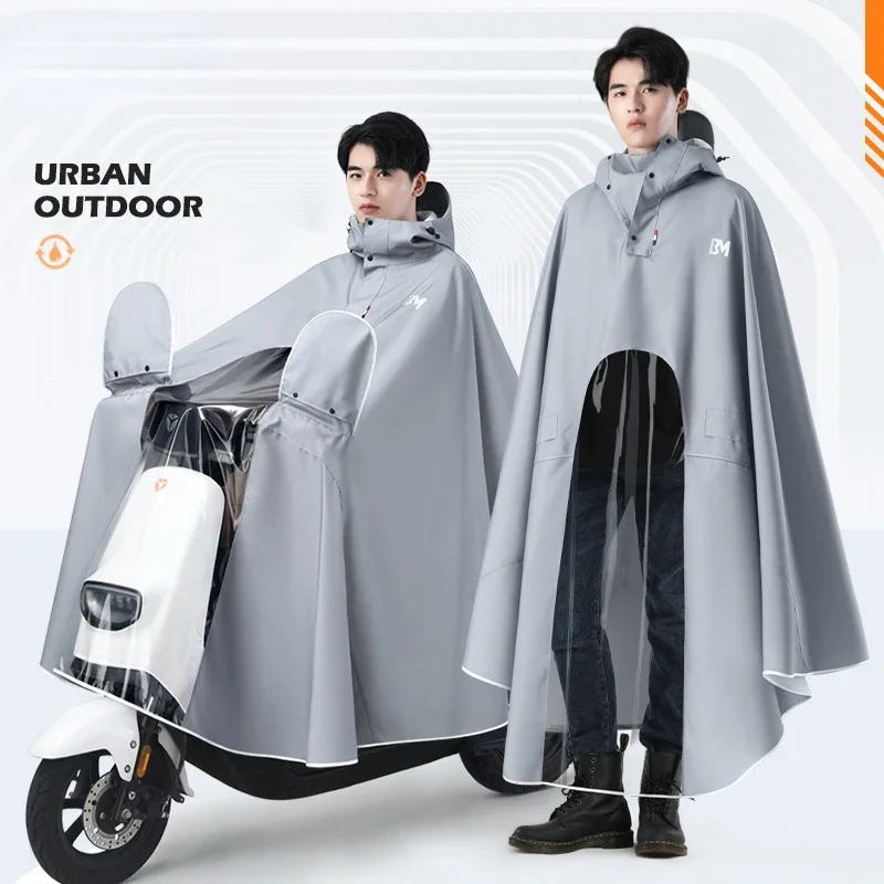 Adult Thickened Long Riding Poncho Oxford Large Single Full Body Raincoat Hooded Motorcycle Rider Raincoat for Men Rain Gear