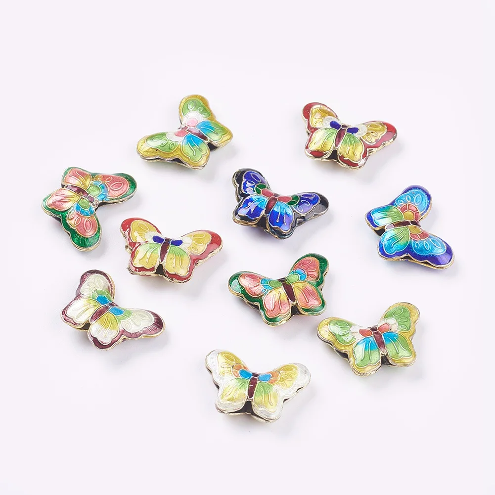 

5pcs Handmade Brass Cloisonne Butterfly Beads Random Mixed Color for Jewelry Making Bracelet Necklace Earring Supplies 17x23x5mm