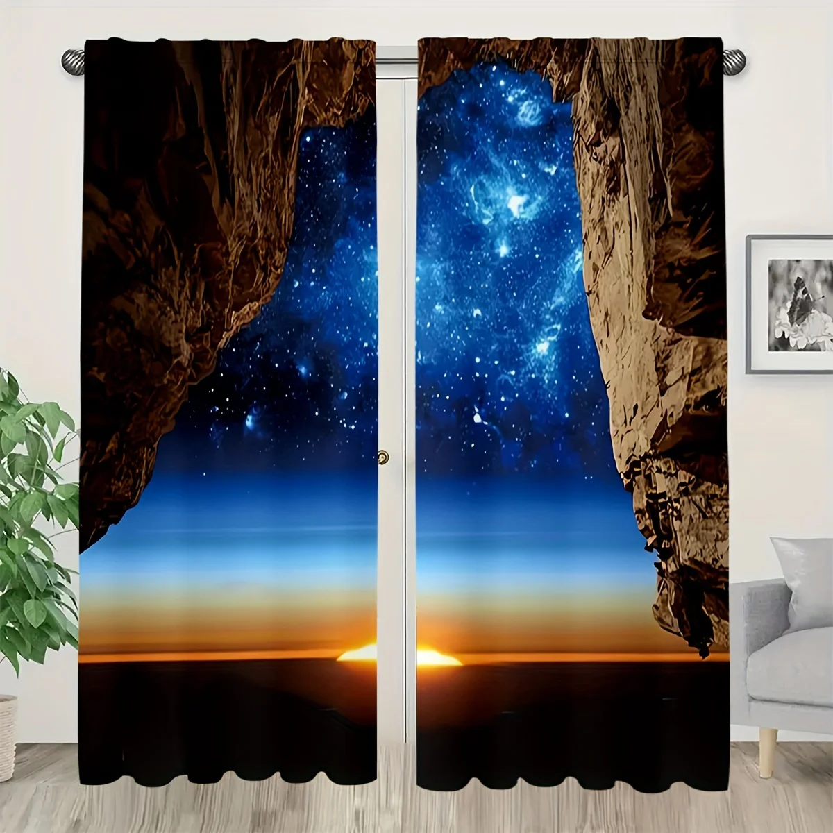 ستائر مطبوعة فنية معاصرة: لوحتين، 41.3 بوصة × 90.5 بوصة، قابلة للغسل في الغسالة، مبطنة، منسوجة، مناسبة لغرفة المعيشة، المطبخ، خارج #2