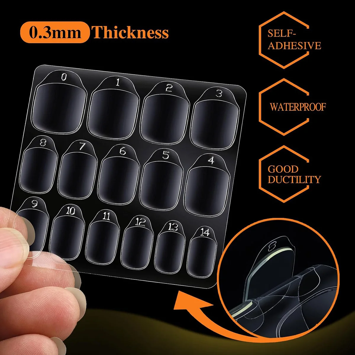 900 ملصق جل للأظافر، 15 مقاسًا من ملصقات الأظافر اللاصقة، مناسب لأطراف الأظافر لفن الأظافر، وشارات جل الأظافر #2