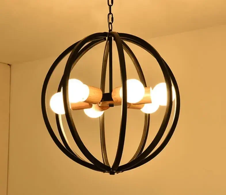 

Modern minimalist creative restaurant wrought iron ball chandelier Nordic living room bedroom lamps