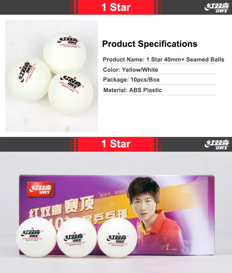 10 Stück/Box DHS Seamed Tischtennisbälle D40+ ABS Neues Material Professionelle ITTF-zugelassene Ping-Pong-Bälle für das Training – Detail 8