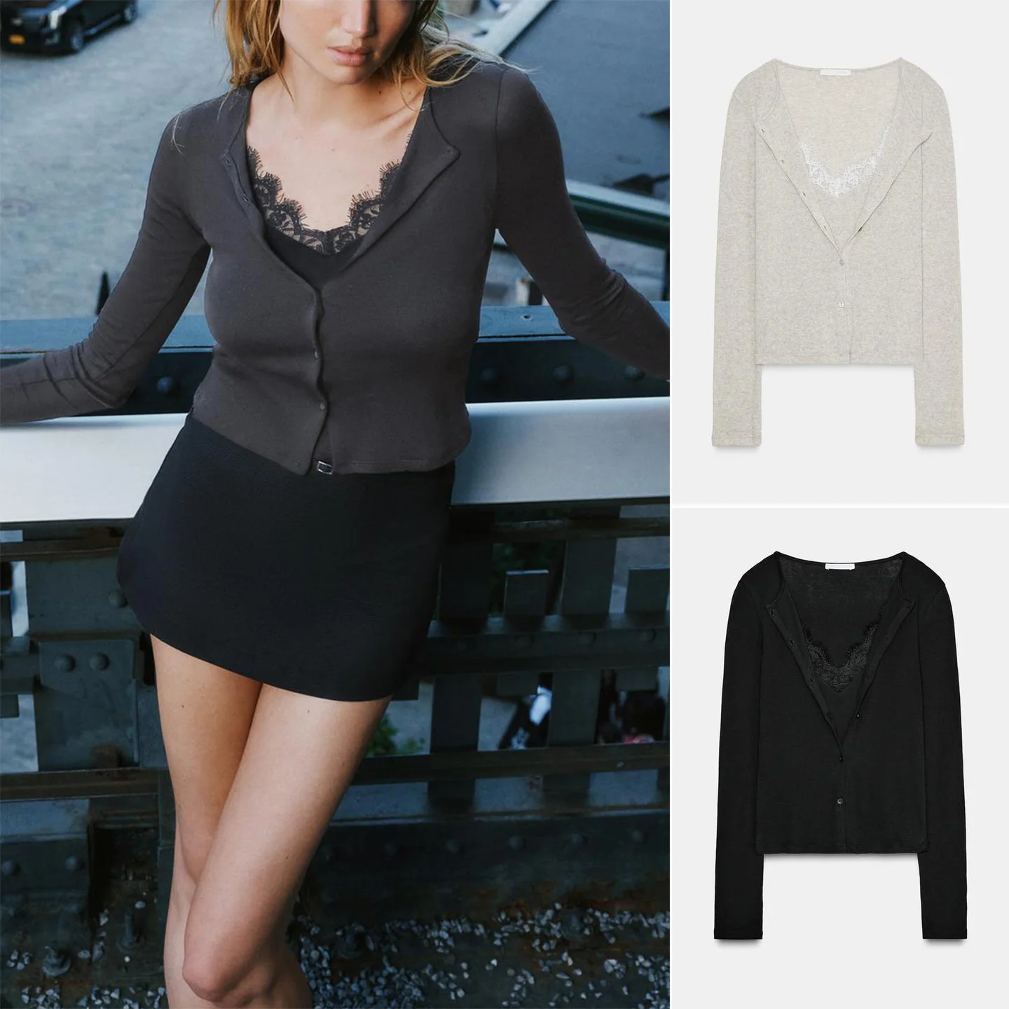 

Женская осенняя новинка: свободная куртка с круглым вырезом, длинными рукавами, кружевными вставками и одной пуговицей, повседневный модный топ 5644929