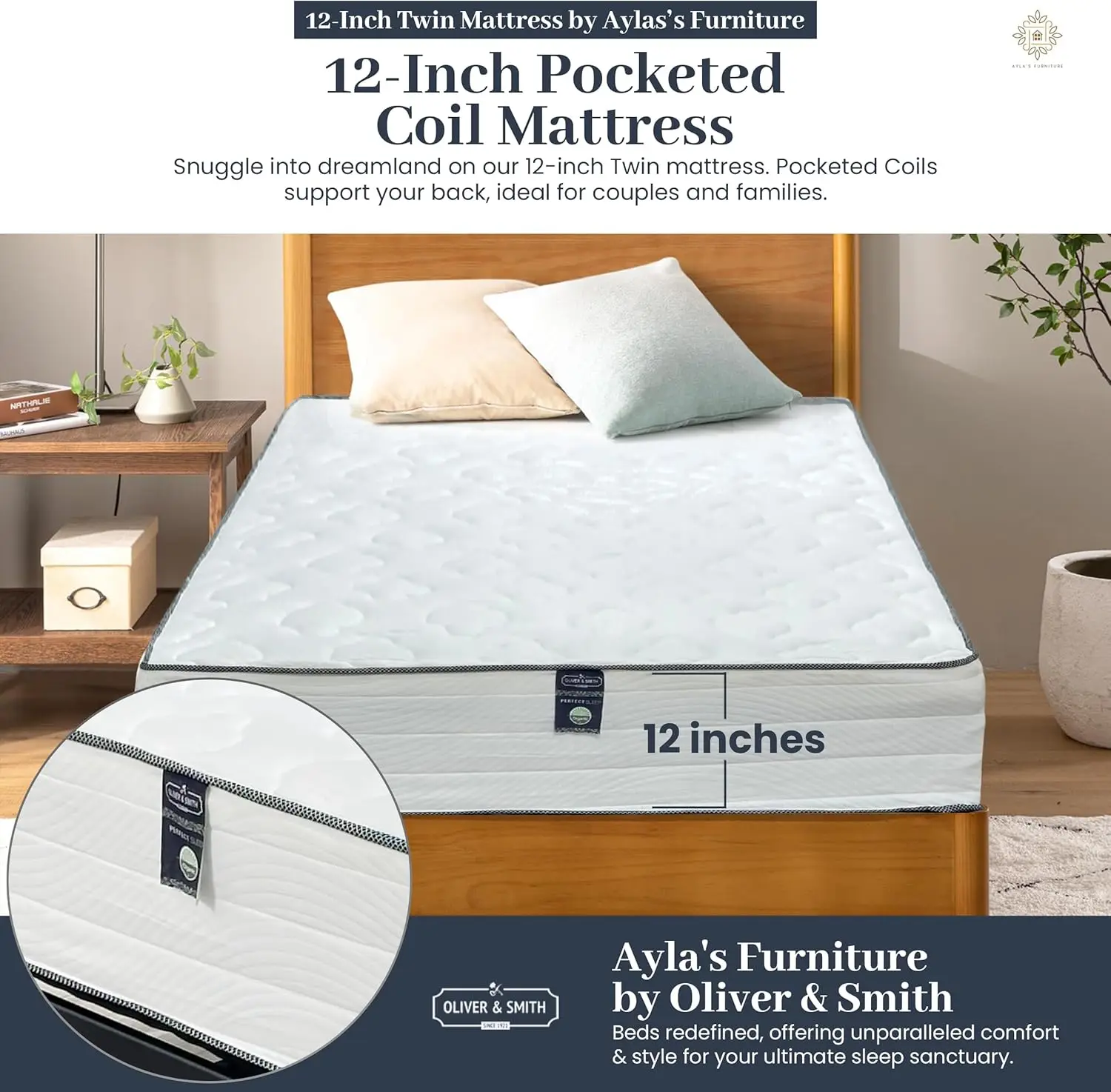 Twin Size Mattress - 12 Inch Cool Memory Foam & Spring Hybrid Mattress with Breathable Cover - Tight Top  mattress