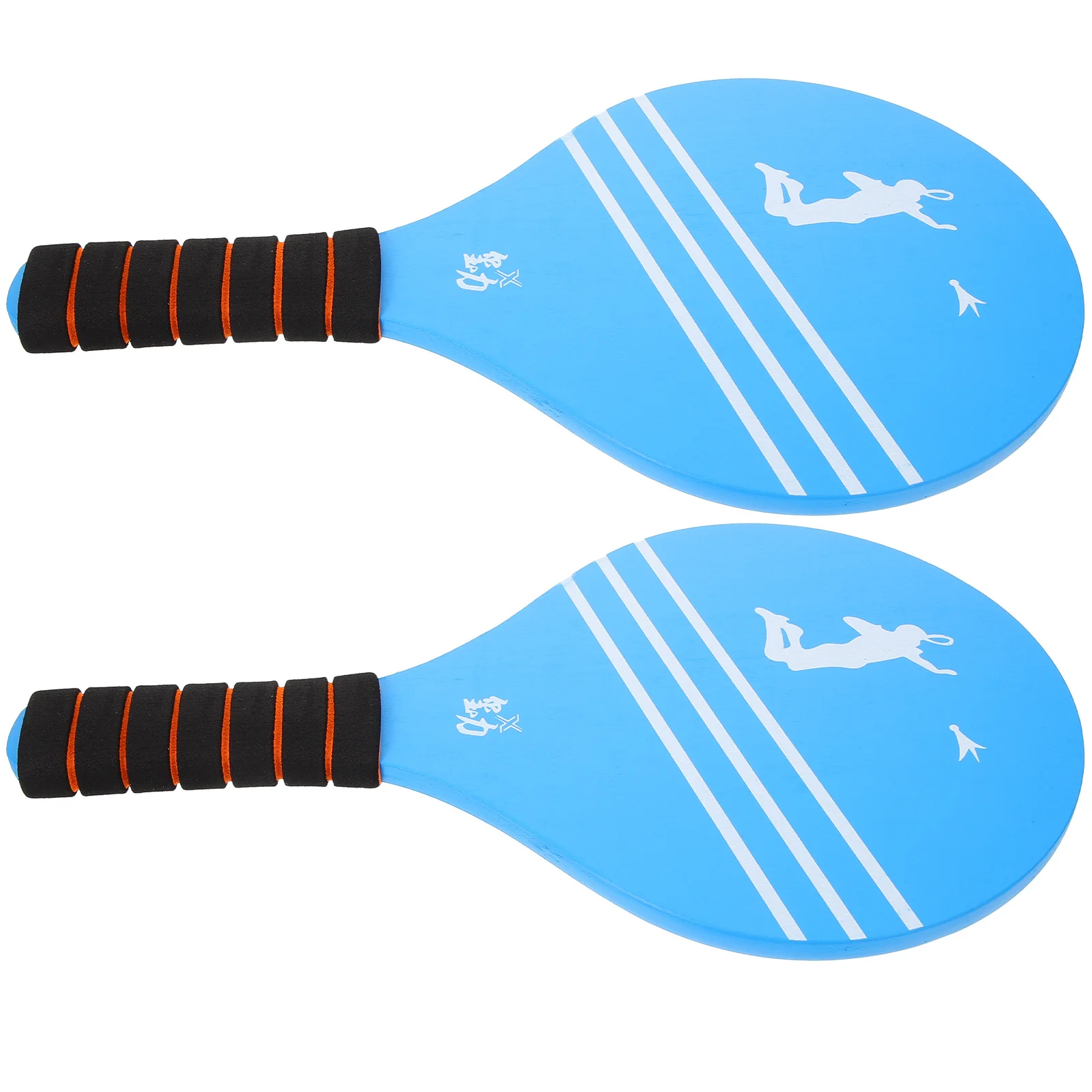 2 قطعة مضارب كرة الريشة المجاذيف الخشبية دائم عدم الانزلاق مقبض الاطفال الرياضة اللعب الخشب المجاذيف كرة الشاطئ مضرب