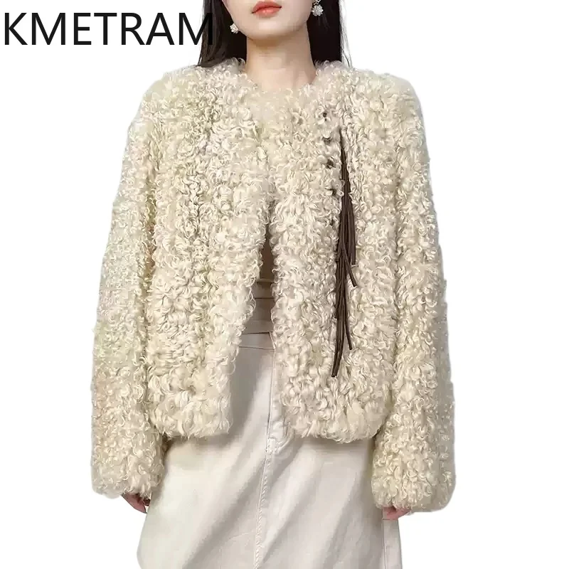 Cappotto di pelliccia Double face in pelle di pecora di lana naturale donna 2024 vestiti invernali giacca di pelliccia corta di moda novità in capispalla germano