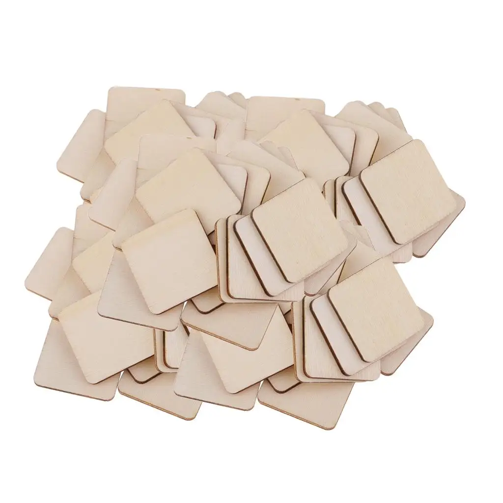 Unpainted Wooden Blocks for DIY Creative Projects Arts Craft Wood Toys for Kids and Card Making Supplies