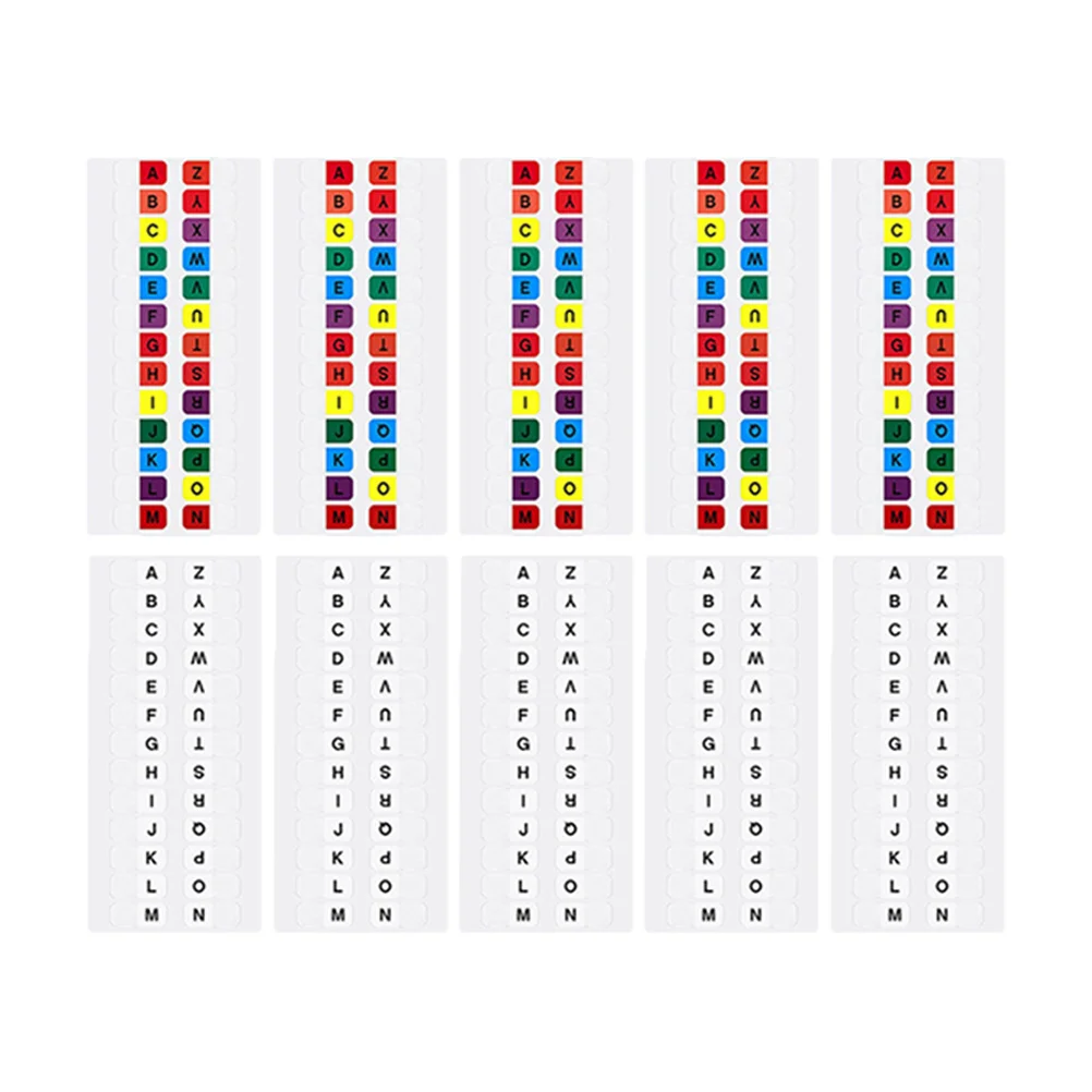 10枚 カラフルなアルファベットインデックスタブ 小さな粘着ページマーカー メモ分類用粘着フラグ 読書ノート用