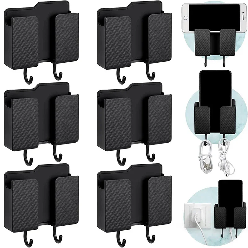 Wielofunkcyjny uchwyt Uchwyt na smartfona Organizer naścienny Pudełko do przechowywania Ładowarka ścienna Hak Organizer na kable Stojak dokujący do ładowania