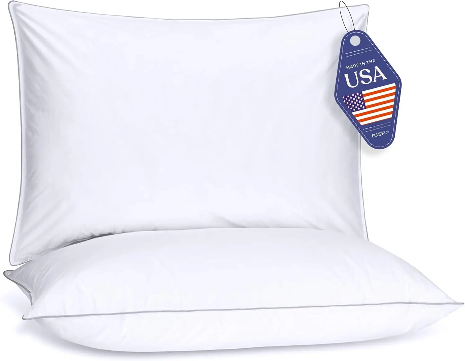 

Basics Down Alternative Bed Pillows - Cooling Cotton Shell with Supportive Gel-Fiber Fill - Pillows for Side, Back, and Stomach