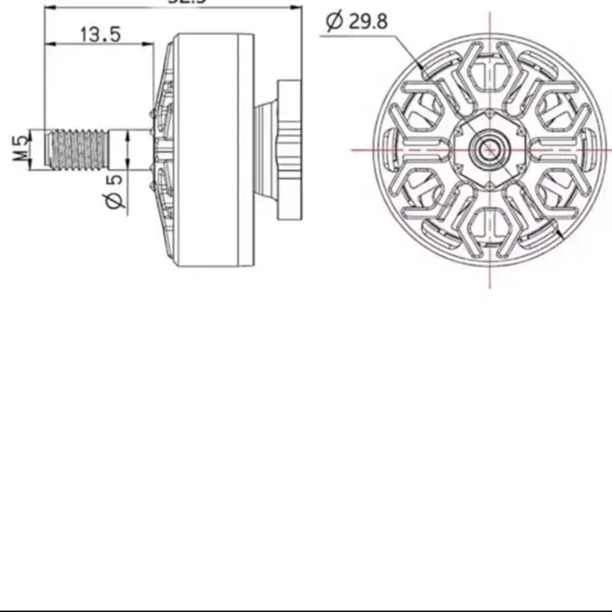 1800KV 6S Brushless FPV Motor 12N14P 5mm Shaft, Racing Quadcopter Motor 721.97W Max Power for 5 Inch Drone Replacement