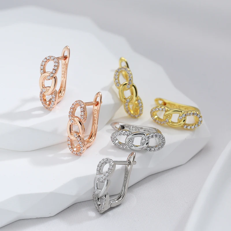 Kinel Classic 8 Shape Stud Earrings Natural Zircon Copper With Gold Silver Color Plated Korea Earrings For Women Trend Jewelry