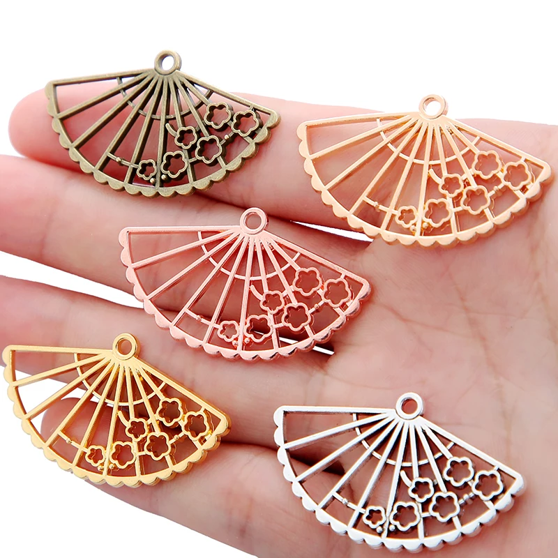 5pcs 5 colors 21x24mm fan charm for jewelry making fashion  earrings necklace charm