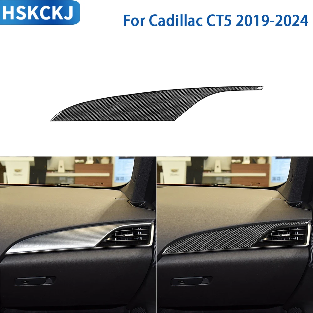 

For Cadillac CT5 2019-2024 Accessories Real Soft Carbon Fiber Car Interior Dashboard Co-Pilot Strip Panel Cover Trim Sticker