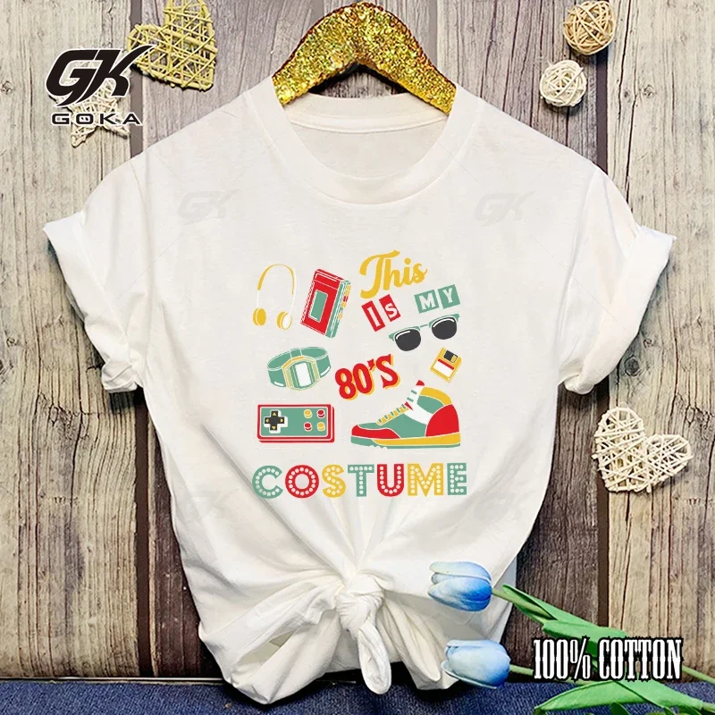 

Funny This Is My 80'S Costume Letter Printed T-Shirts For Women Summer Short Sleeve Round Neck Cute This Is My 80'S Costume tops