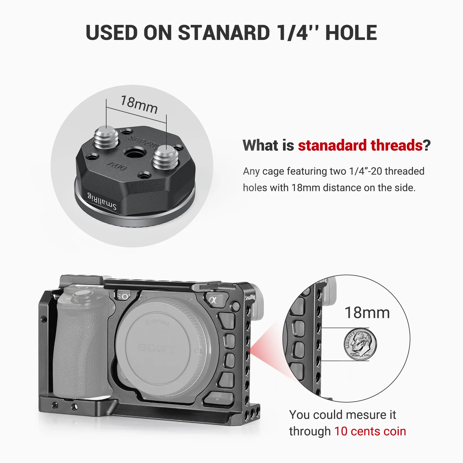 SmallRig ARRI-Standard Rosette Bolt-On Mount Plate (M6 Thread) for Camera Cage and Accessories -SAP2804