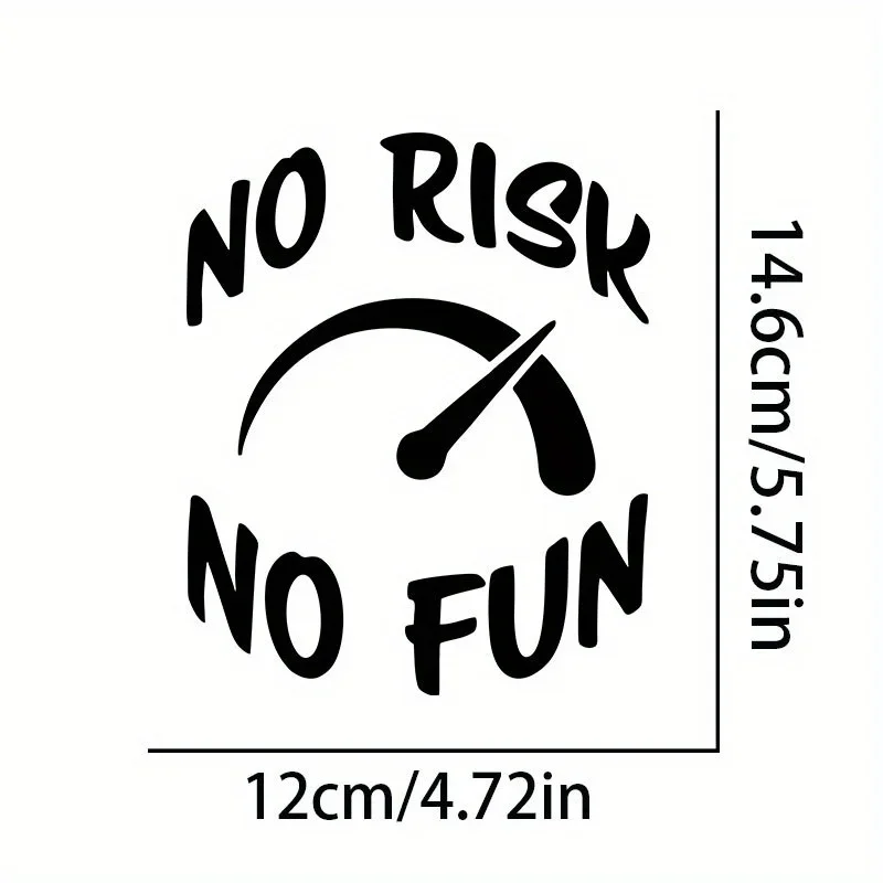 1PC Speedometer "No Risk No Fun" Sticker - Trendy Decor for Car Side Panels, Backpacks, Guitar Cases