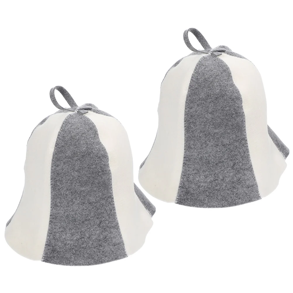 

2 Pcs Felt Sauna Hat Bathing for Women Accessories Headwear Showering Hats Caps Thick