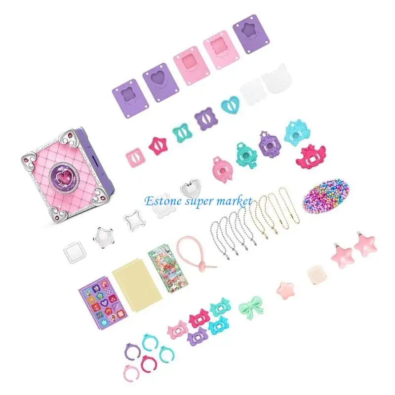 090B DIY Locket Keychain Rings Set for Children, Assorted Designs for Creative DIY