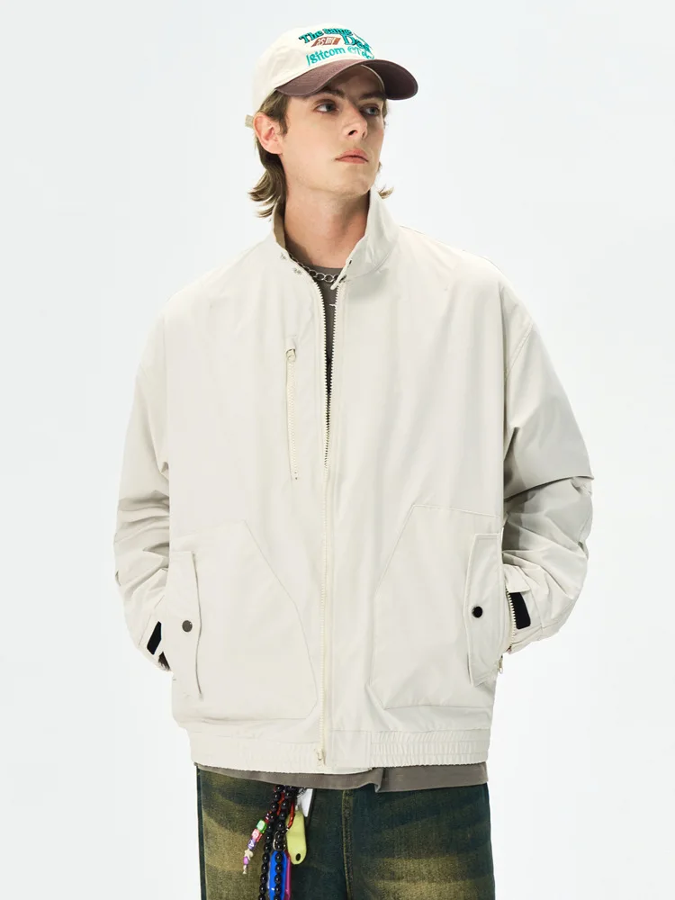 Minsu stand collar jacket men's windproof waterproof outdoor business casual jacket high-end administrative jacket fashionable J