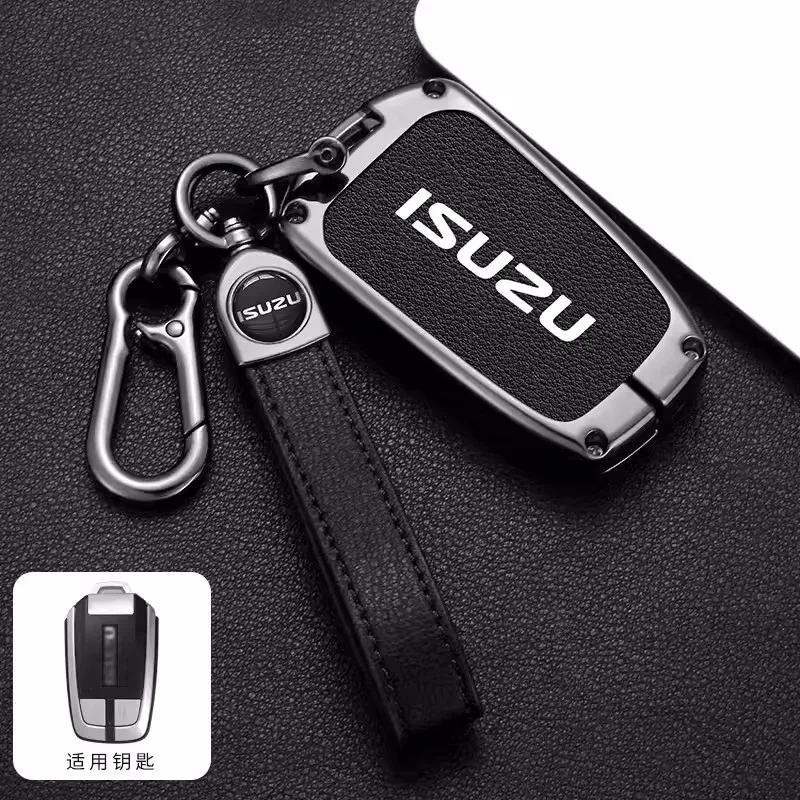 Alloy Leather Car Smart Remote Key Fob Case Cover Protector Shell For Isuzu D-MAX MUX Truck DMAX 2015 2016 2017 2018 2019 2020