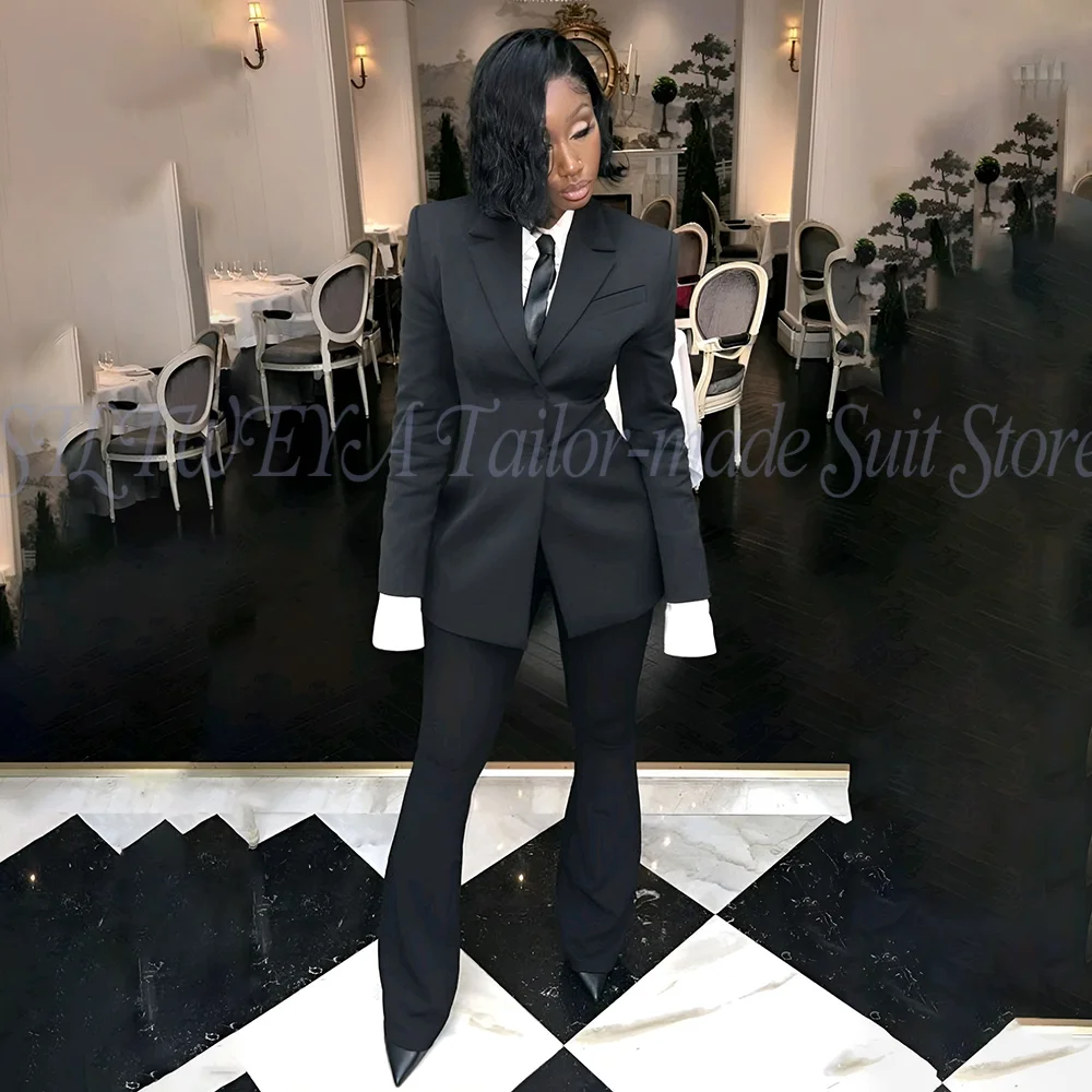 

SILIWEYA черный однобортный женский костюм на заказ, комплект из 2 предметов, куртка и брюки, роскошный женский блейзер, комплект Conjuntos De Pantalones